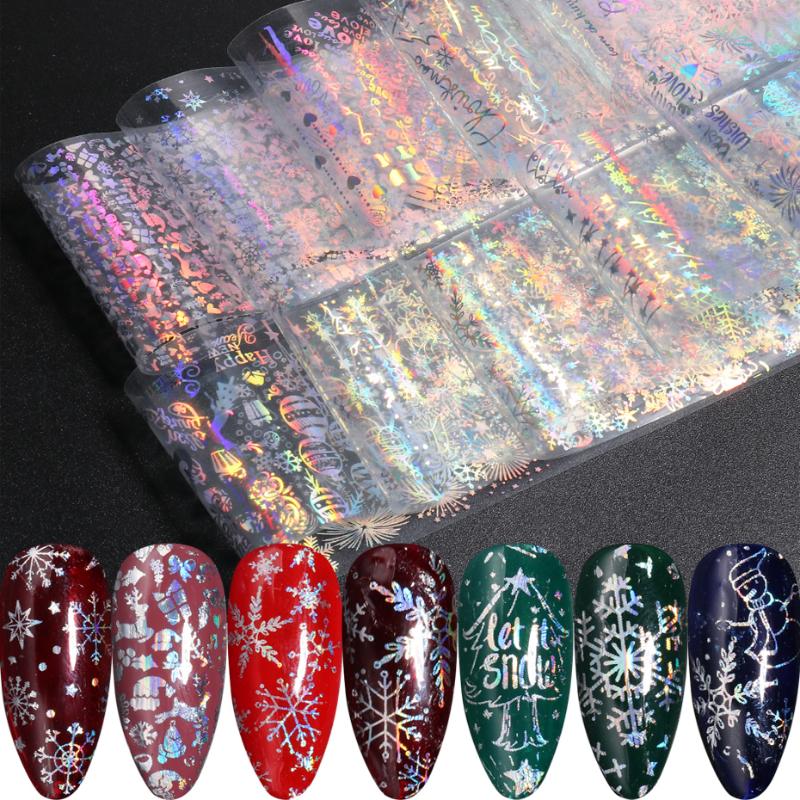 10pcs Christmas Letters Nail Foil Holographic Glitter Transfer Foil For Nail Art Slider Wraps Decoration Decals BEXK9119, 9119 pack
10pcs Christmas Letters Nail Foil Holographic Glitter Transfer Foil For Nail Art Slider Wraps Decoration Decals BEXK9119, 9119 pack