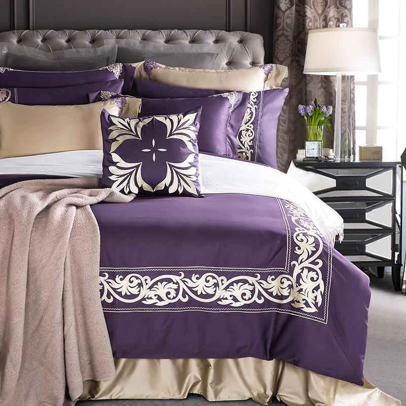 Luxury Solid Color Chic Embroidered Purple Tencel Bedding Set Duvet Cover Bed Sheet Linen Pillowcases Bedclothes King Queen Size
Luxury Solid Color Chic Embroidered Purple Tencel Bedding Set Duvet Cover Bed Sheet Linen Pillowcases Bedclothes King Queen Size
