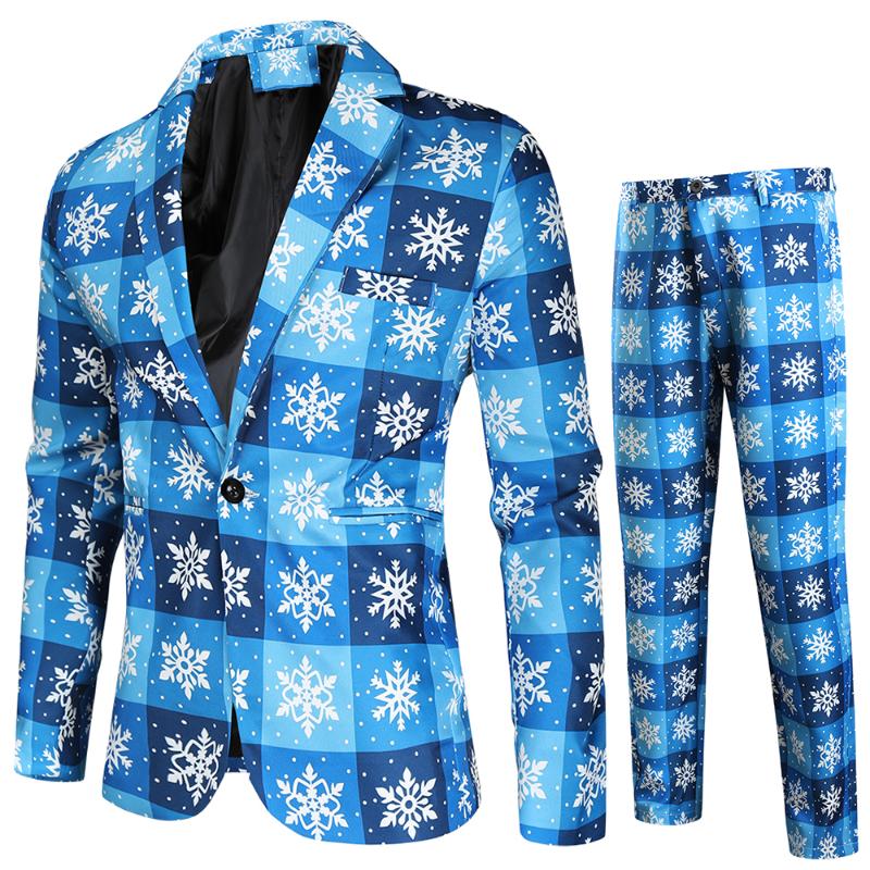2020 Snowflake Men's Slim Suits Christmas 3D Printed Three-Piece Suit Blazers Jacket Pants Trousers Vest Sets, Sky blue
2020 Snowflake Men's Slim Suits Christmas 3D Printed Three-Piece Suit Blazers Jacket Pants Trousers Vest Sets, Sky blue