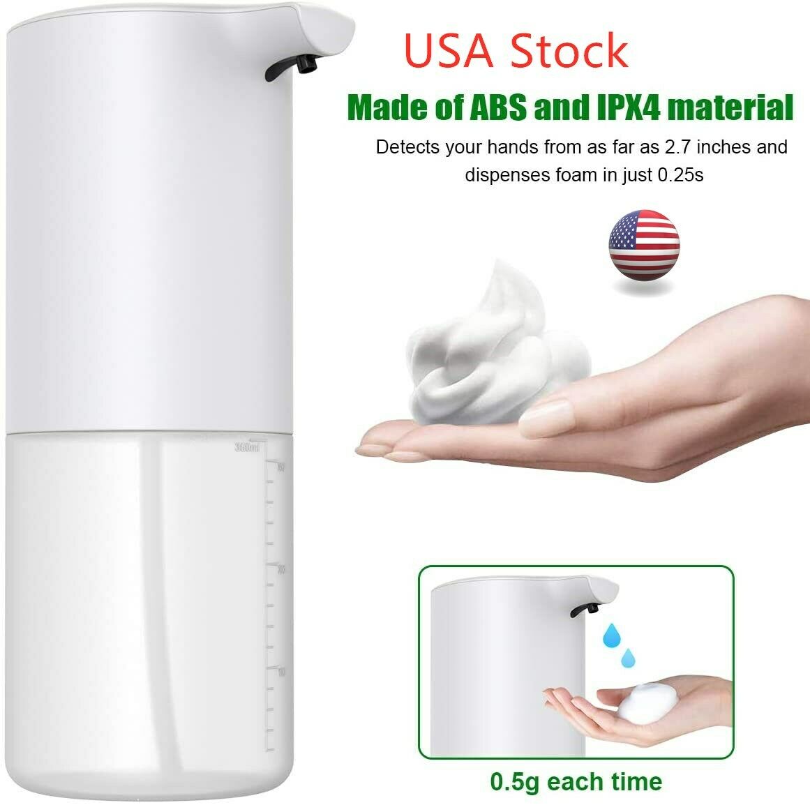 350ml Automatic Soap Dispenser Touchless Smart Sensor Bathroom Liquid Soap Dispenser Hands free Touch less Hand Sanitizer Dispenser
350ml Automatic Soap Dispenser Touchless Smart Sensor Bathroom Liquid Soap Dispenser Hands free Touch less Hand Sanitizer Dispenser
