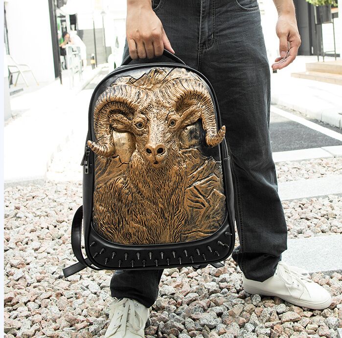 Men Women Backpack Steam Punk Rivet Personality Travel Bagpack 3D Skull bags Laptop Schoolbag For Teenagers