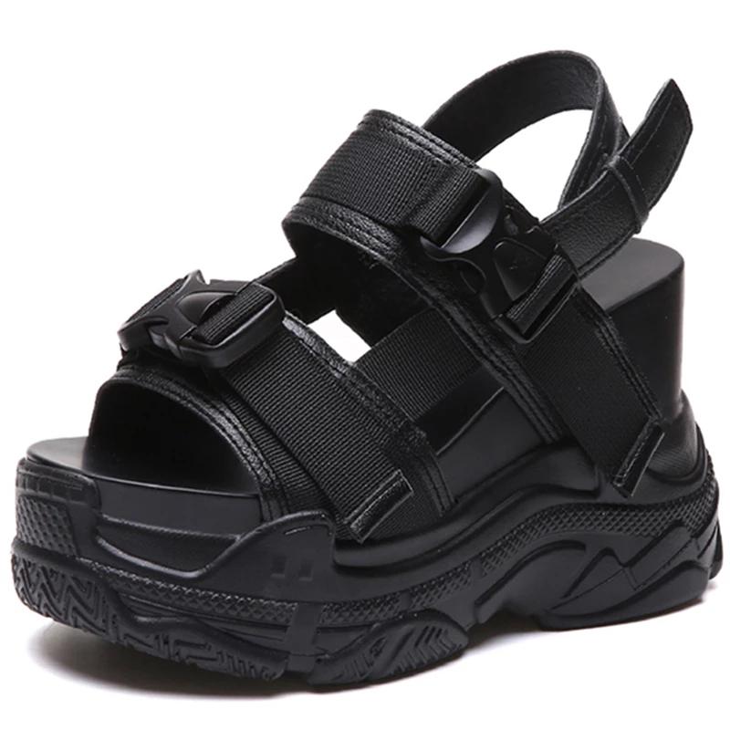 12CM thick bottom ladies wedges sports sandals high-heeled gladiator fashion sneakers summer shoes reptile comfortable shoes, Black
12CM thick bottom ladies wedges sports sandals high-heeled gladiator fashion sneakers summer shoes reptile comfortable shoes, Black
