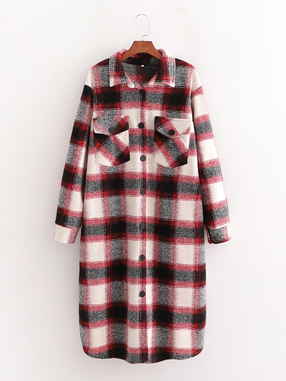 Mid-female mode of long sweet plaid wool blend shacket turn-down neck check jacket cute girl jackets streetwear MKR9, Red black plaid.
Mid-female mode of long sweet plaid wool blend shacket turn-down neck check jacket cute girl jackets streetwear MKR9, Red black plaid.
