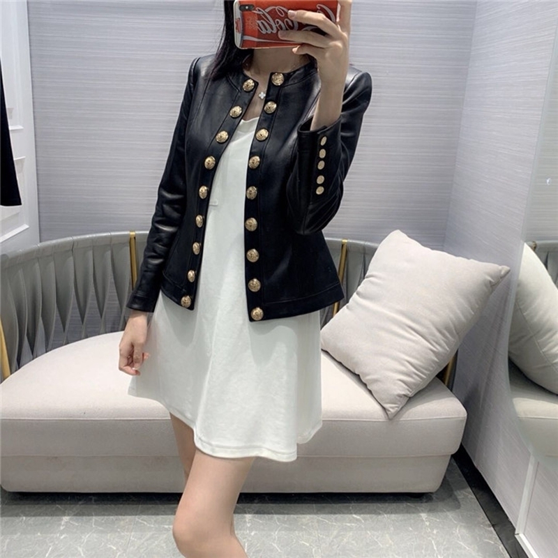 Well Woman Coats Genuine Leather Fashion Sheepskin Leather Coat Female Jackets Single Breasted Genuine Leather 201030