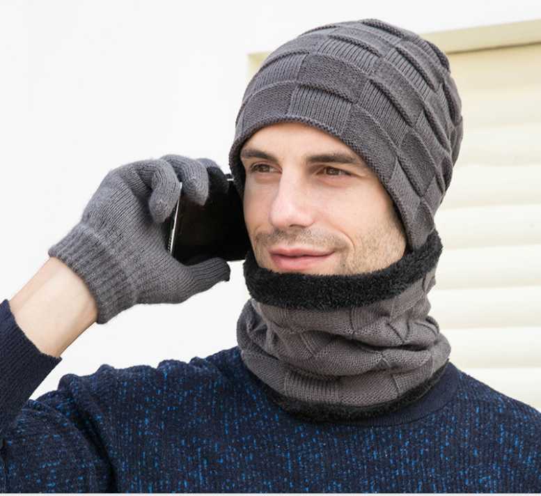 Men's Winter Hat Scarf Gloves Three-Piece Set Touch Screen Plus Velvet Knit Outdoor Fishing Cycling Skiing Equipment Warm Cap
Men's Winter Hat Scarf Gloves Three-Piece Set Touch Screen Plus Velvet Knit Outdoor Fishing Cycling Skiing Equipment Warm Cap