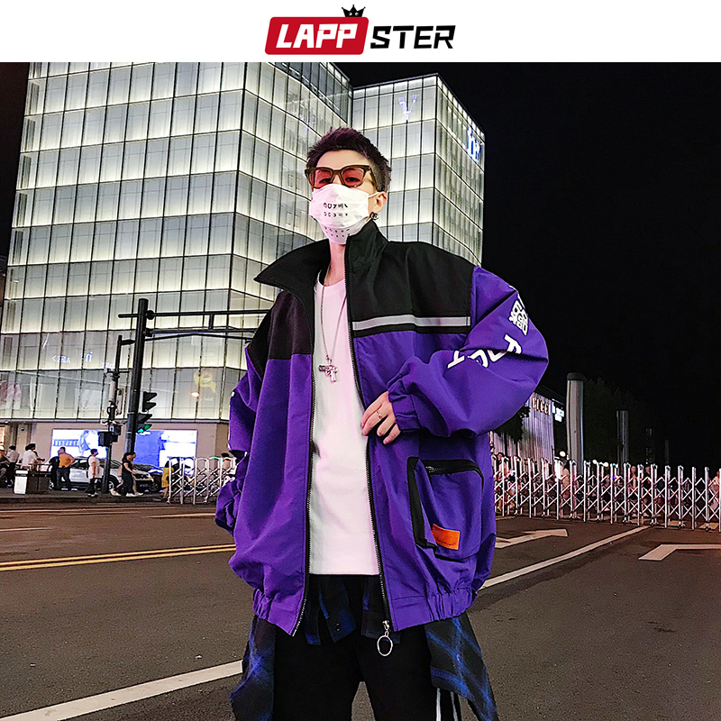 LAPPSTER Men Streetwear Reflective Jackets Windbreaker Mens Harajuku Patchwork Hip Hop Jackets Vintage Cargo Bomber Jackets 201218