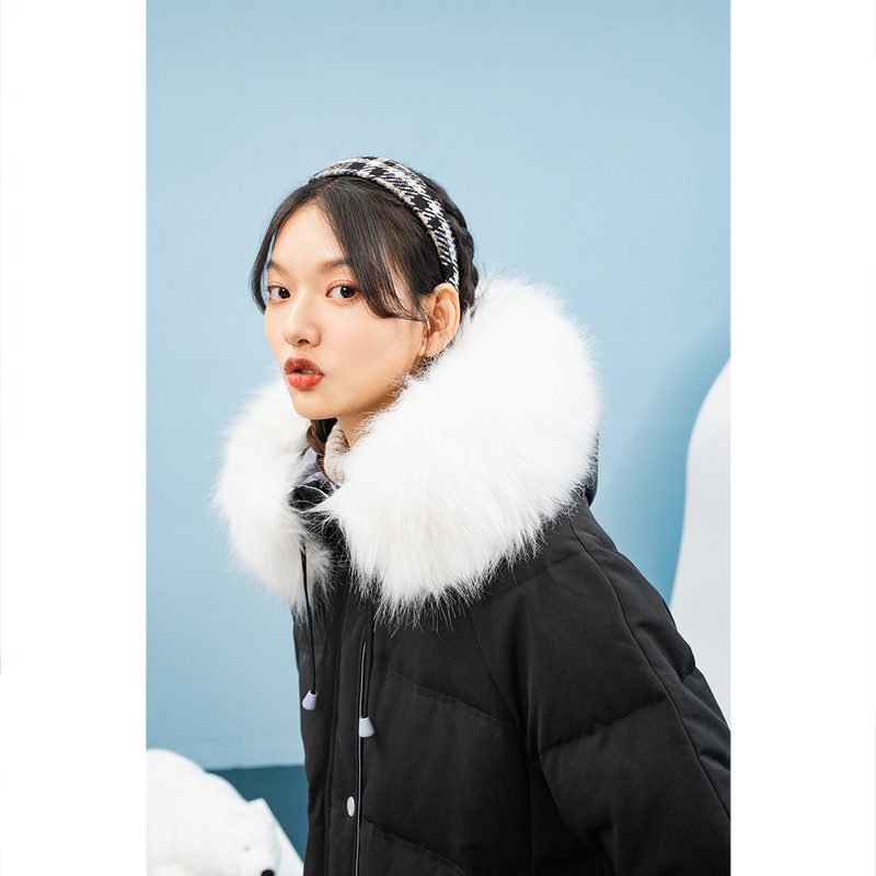 INMAN Winter New Arrivals Large Collar White Duck 90% Knee Length Mid Long Resistant Women's Down Jacket 201019