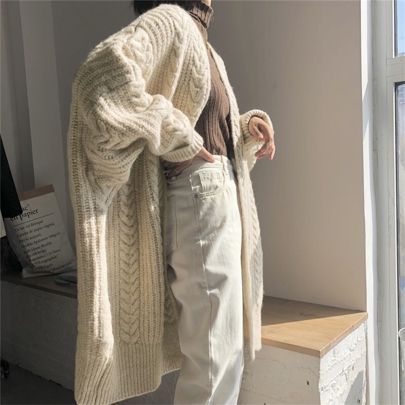 Lucyever Autumn Winter Long Cardigan Sweaters Women Vintage Boho Style Sweaters V-neck Casual Loose Woman Sweater Coats 201223