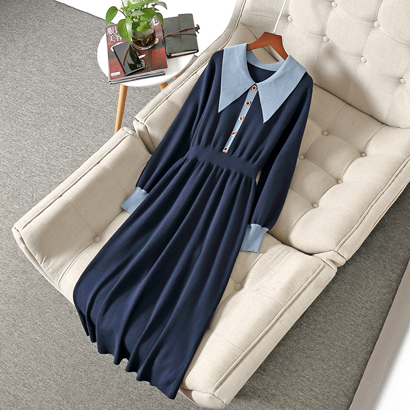 2020 Fall Winter Long Sleeve Lapel Neck Blue Contrast Color Knitted Panelled Buttons Mid-Calf Dress Elegant Casual Dresses ND032012014, Yellow
2020 Fall Winter Long Sleeve Lapel Neck Blue Contrast Color Knitted Panelled Buttons Mid-Calf Dress Elegant Casual Dresses ND032012014, Yellow