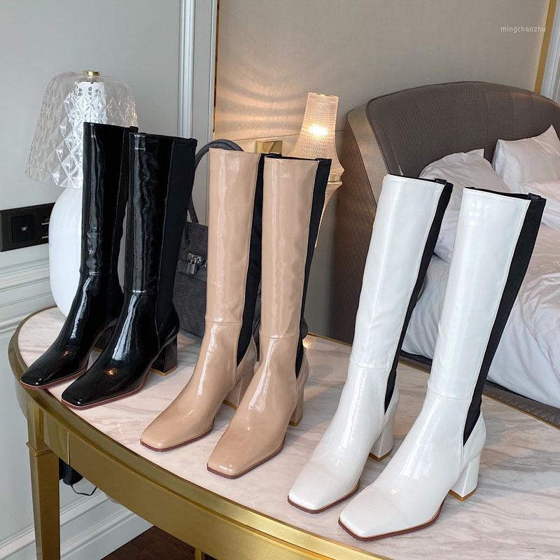 Women Boots Fashion The Knee High Ladies Boots New Style Female Thick Heel Square Toe Booties Color Matching Woman Winter Shoes1, Black 
Women Boots Fashion The Knee High Ladies Boots New Style Female Thick Heel Square Toe Booties Color Matching Woman Winter Shoes1, Black