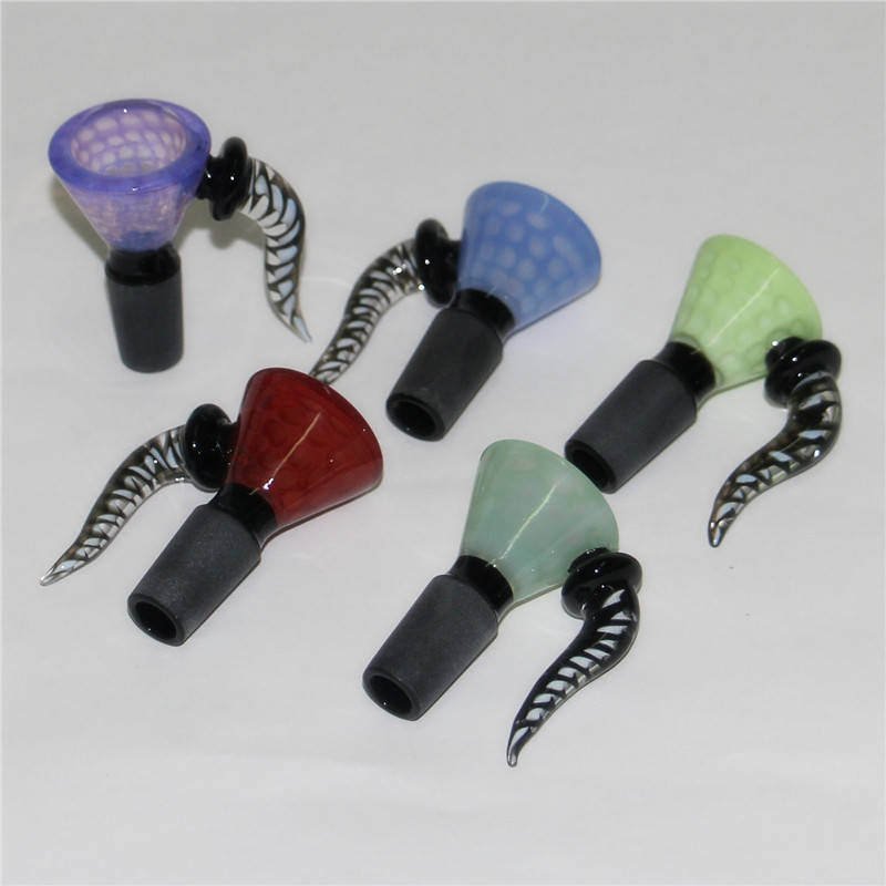 Colored Heady Glass Bowl With Big Ox Horn Handle 14mm 18mm Male Joint For Glass Bubbler And Ash Catcher Glass Bong Water Pipe
Colored Heady Glass Bowl With Big Ox Horn Handle 14mm 18mm Male Joint For Glass Bubbler And Ash Catcher Glass Bong Water Pipe