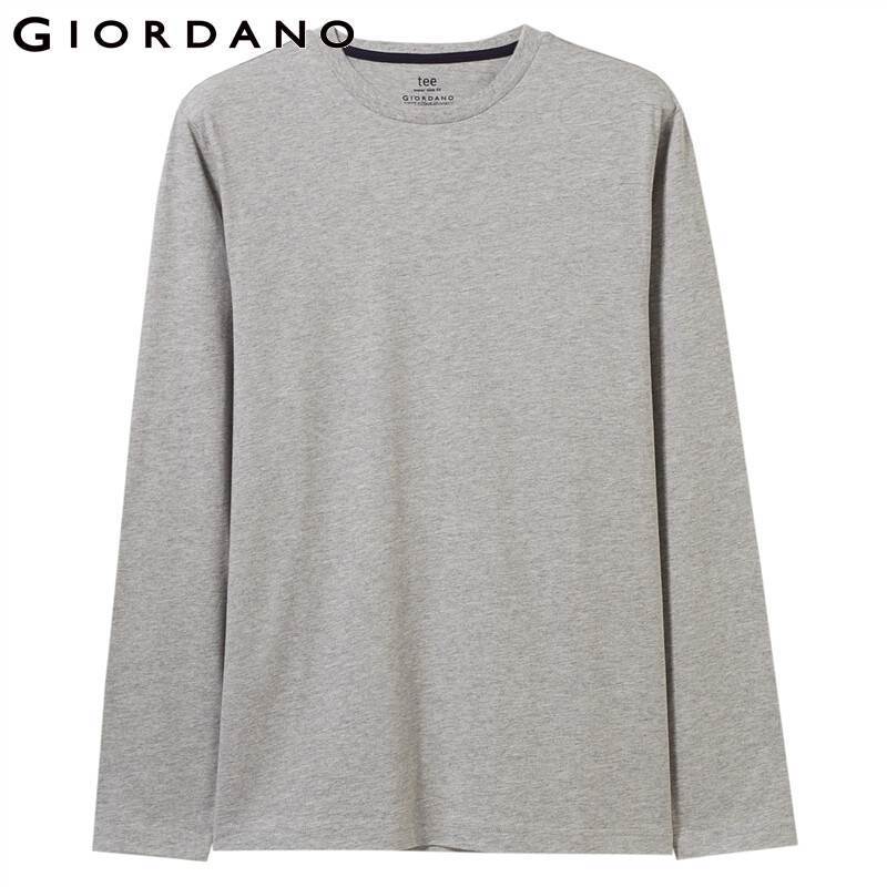 Giordano Men Tshirt Long Sleeve Tee Shirt Homme De Marque Solid T Shirt For Men 100% Cotton Camisetas Hombre Soft Men Clothes 201202
