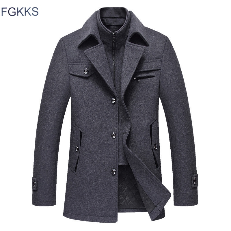 FGKKS Men Winter Wool Coat Men's New Fashion Warm Thick Comfortable Wool Blends Woolen Pea Coat Male Trench Coat Overcoat 201126, Gray
FGKKS Men Winter Wool Coat Men's New Fashion Warm Thick Comfortable Wool Blends Woolen Pea Coat Male Trench Coat Overcoat 201126, Gray