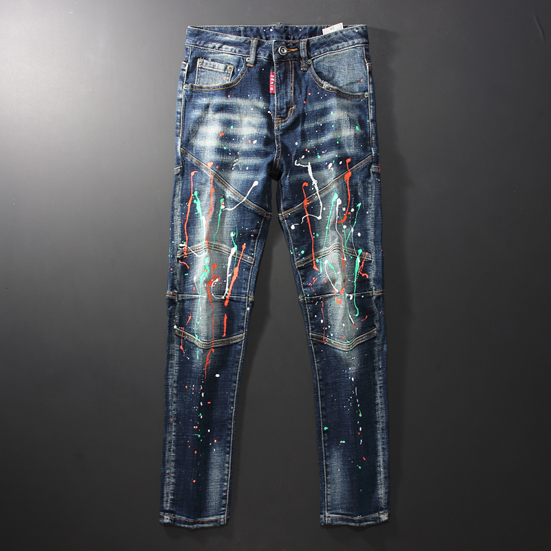 2021 New American Streetwear Fashion Men Retro Black Blue Spliced Designer Biker Jeans Homme Elastic Painted Hip Hop Pencil Pants V84r
2021 New American Streetwear Fashion Men Retro Black Blue Spliced Designer Biker Jeans Homme Elastic Painted Hip Hop Pencil Pants V84r