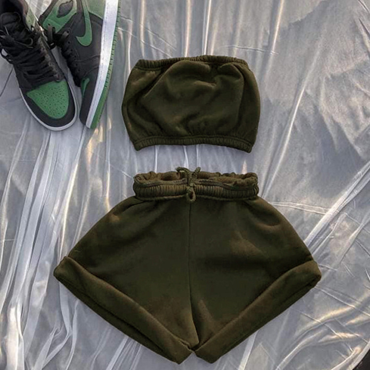 Casual Cotton Sportswear Two Piece Tracksuits Women Sleeveless Top+Drawstring Elastic Shorts Matching Set Athleisure Outfits