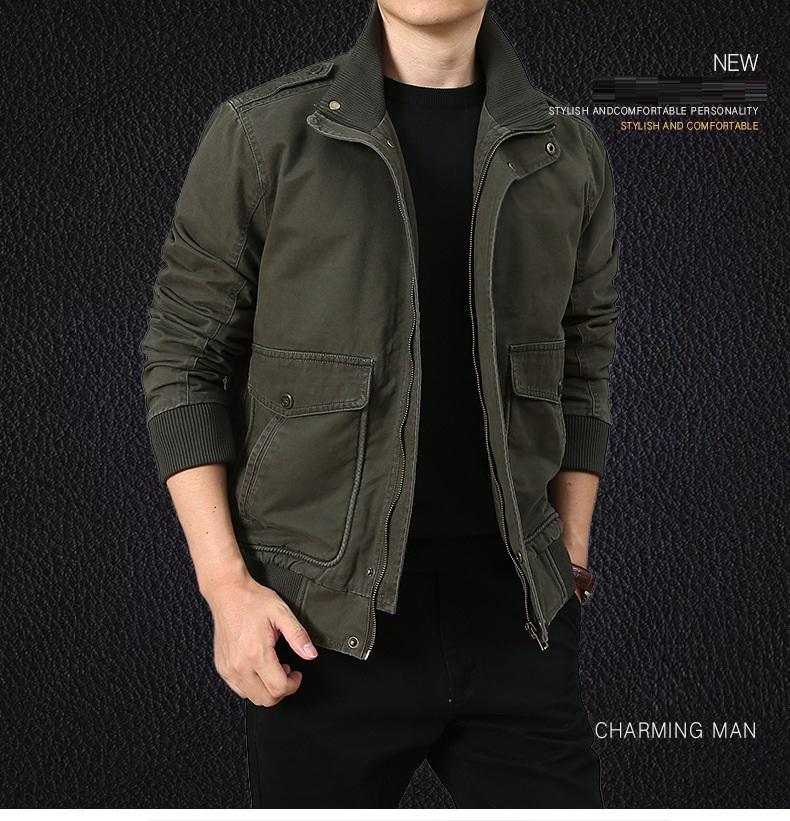 Men's Jacket Trendy Casual Cotton Zipper Blouse | Stand Collar Long Sleeve Autumn Top B4