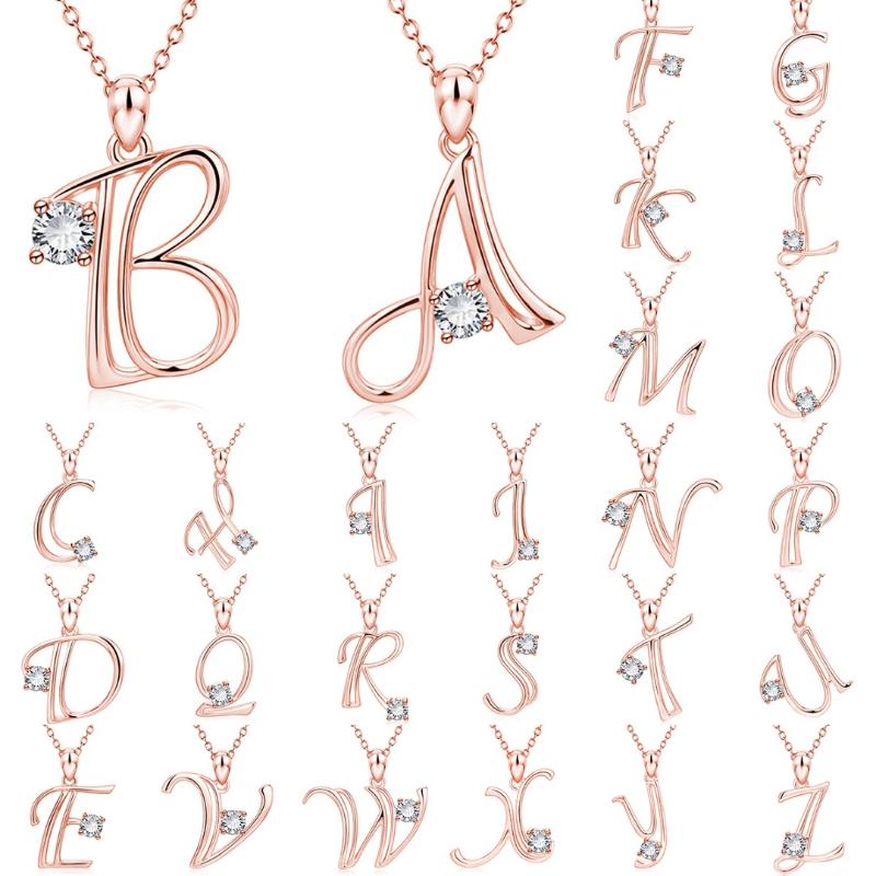 Sainio Charm A-Z Letter Cubic Zirconia Necklace Pendant Creative Alphabet Rose Gold Necklace For Women Long Chain Jewelry
Sainio Charm A-Z Letter Cubic Zirconia Necklace Pendant Creative Alphabet Rose Gold Necklace For Women Long Chain Jewelry