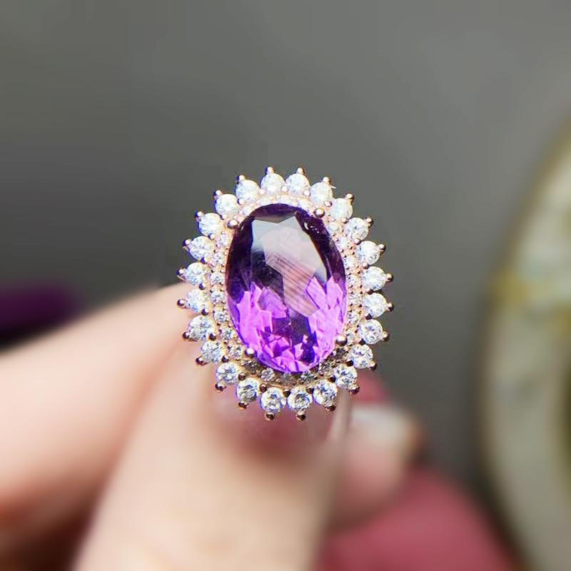 Cluster Rings Per Jewelry Natural Real Amethyst Luxury Big Ring 10*14mm 7.3ct Gemstone 925 Sterling Silver Fine T2141511, Golden;silver
Cluster Rings Per Jewelry Natural Real Amethyst Luxury Big Ring 10*14mm 7.3ct Gemstone 925 Sterling Silver Fine T2141511, Golden;silver