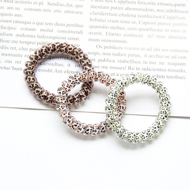 Women Hair Accessories Scrunchy Girls Hair Coil Rubber plaid Leopard HairBands Ties Rope Ring Ponytail Holders Telephone Wire HairTie Bracelet