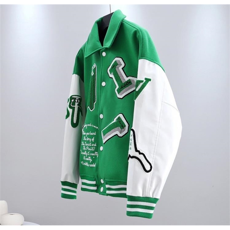 Men's Jacket Brand Vintage Bomber Jacket Coats Letter Embroidery Autumn Men Baseball Jackets Hip Hop Loose Varsity Jackets 220113, Green
Men's Jacket Brand Vintage Bomber Jacket Coats Letter Embroidery Autumn Men Baseball Jackets Hip Hop Loose Varsity Jackets 220113, Green