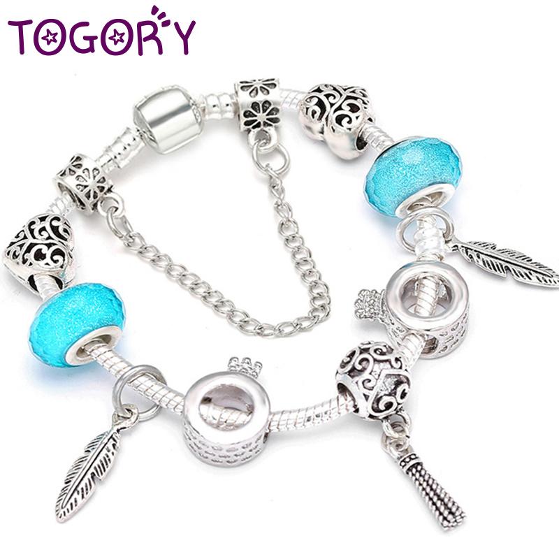 TOGORY Romantic DIY Charm Bracelets With Crown & Feather Pendant Beads Brand Bracelets for Women Couple Jewelry Gift 2021 New
TOGORY Romantic DIY Charm Bracelets With Crown & Feather Pendant Beads Brand Bracelets for Women Couple Jewelry Gift 2021 New