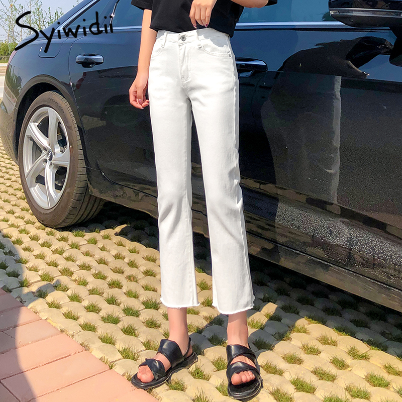 slim black jeans woman plus size denim pants womens clothing streetwear high waist jean Tassel Straight stretch jeans for women 201105