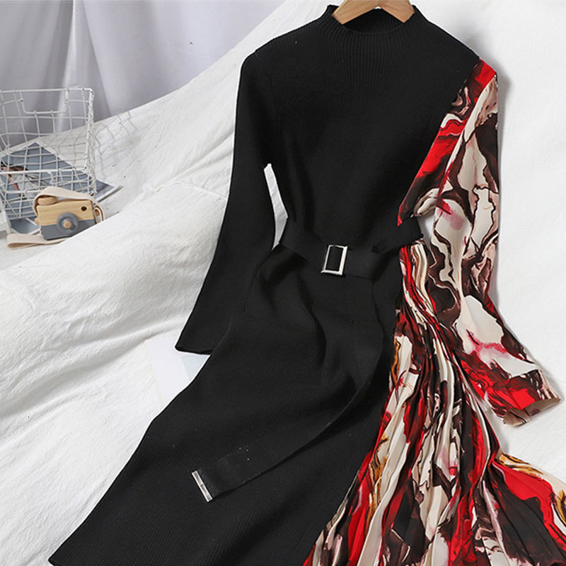 2021 New Spring Autumn for Women Long Sleeve Splicing Chiffon Knitted Sweater Office Lady Work Print Midi Vestido Robe Yyjx, Gray
2021 New Spring Autumn for Women Long Sleeve Splicing Chiffon Knitted Sweater Office Lady Work Print Midi Vestido Robe Yyjx, Gray