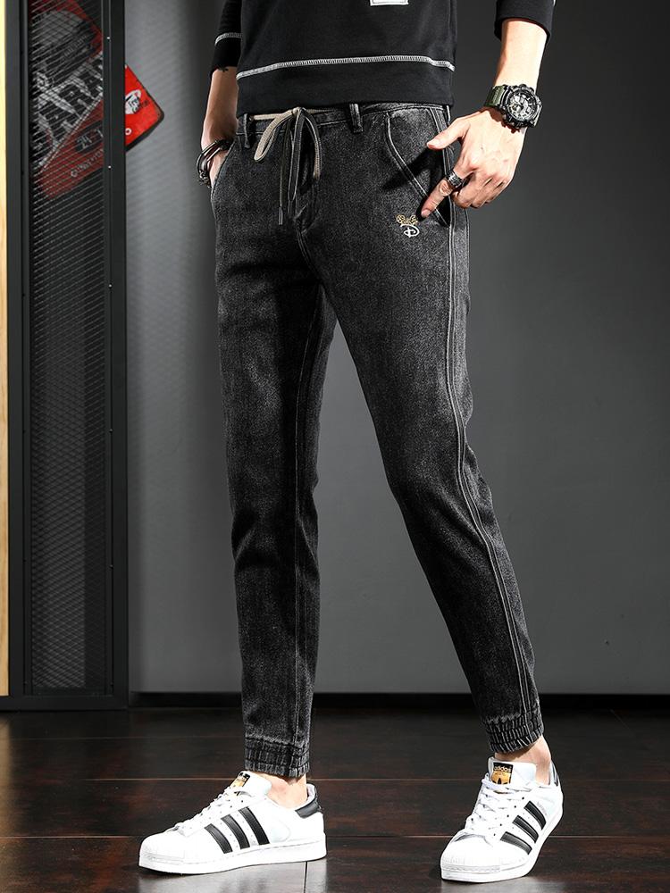 Fashion Side Stripe Jeans Men Gray Black Denim Trousers Streetwear Embroidery Drawstring Slim Fit Pencil Pants
Fashion Side Stripe Jeans Men Gray Black Denim Trousers Streetwear Embroidery Drawstring Slim Fit Pencil Pants