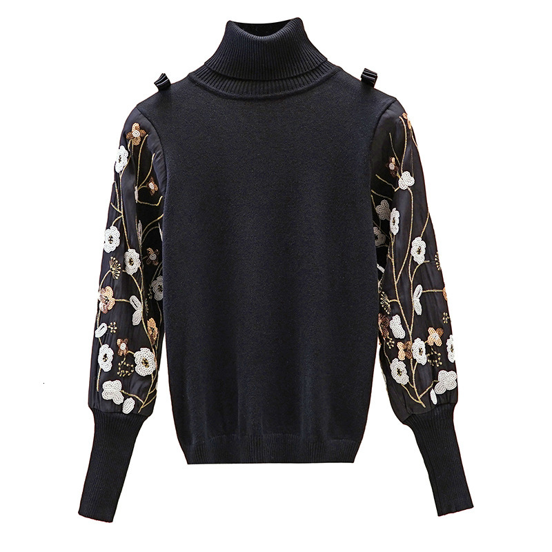 2021 New High Quality Turtleneck Women Luxury Embroidery Sequin Pullover Tops Chic Bowtie Knitted Sweater Pull Femme Black Eyeq
2021 New High Quality Turtleneck Women Luxury Embroidery Sequin Pullover Tops Chic Bowtie Knitted Sweater Pull Femme Black Eyeq
