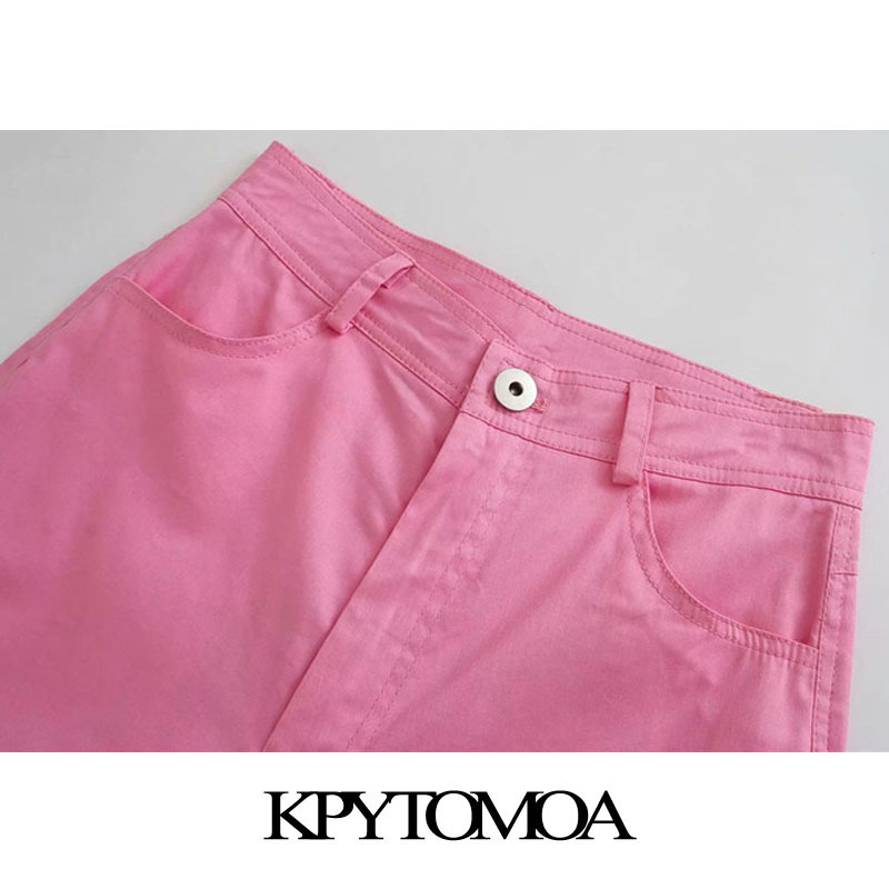 KPYTOMOA Women Chic Fashion Side Pockets Wide Leg Pants Vintage High Waist Zipper Fly Female Trousers Mujer 201106