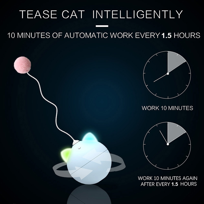 Creative Electric Tumbler Cat Toy Smart Teasing Rolling Ball Cat Toys LED Light Cats Toys Interactive Self Rotating Ball Ropes LJ201125