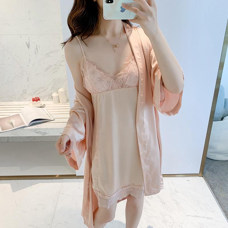 Nighty Kimono Robe Set Womens 2Pcs Nightshirts Sleep Suit V-Neck Pajamas Silky Sleepwear Homewear Nightdress Negligee Gown, 663 burgundy 1pcs
Nighty Kimono Robe Set Womens 2Pcs Nightshirts Sleep Suit V-Neck Pajamas Silky Sleepwear Homewear Nightdress Negligee Gown, 663 burgundy 1pcs
