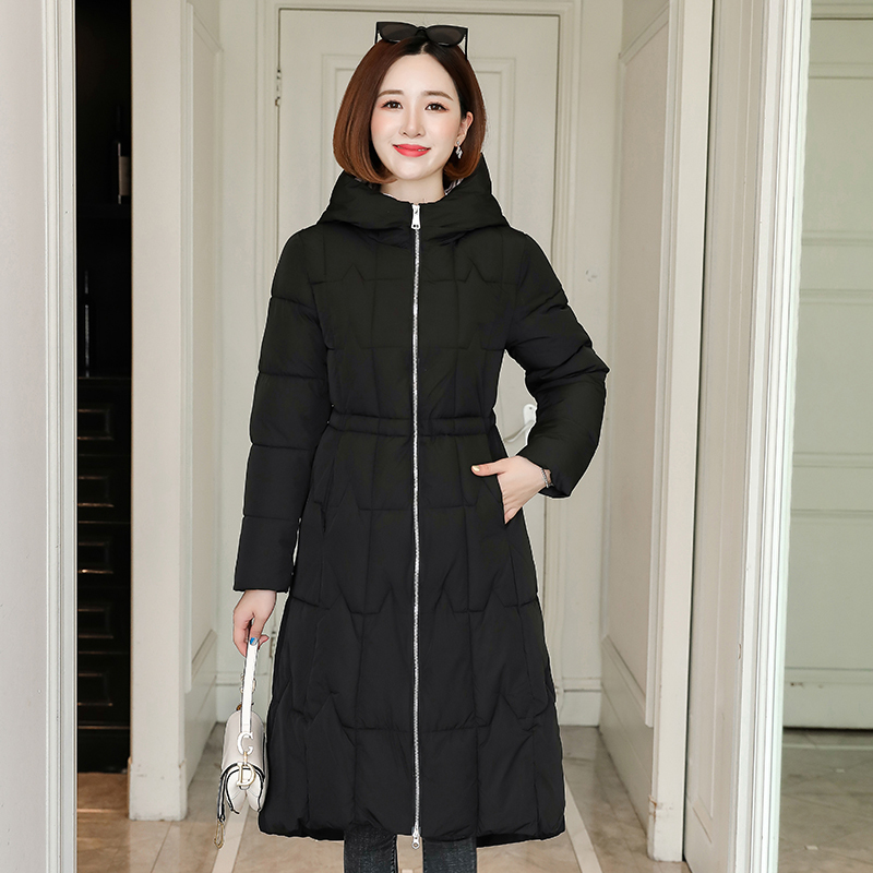 winter X-long parka for women solid jackets slim thick hooded cotton padded coats oversized office ladies manteau femme 201110wtt