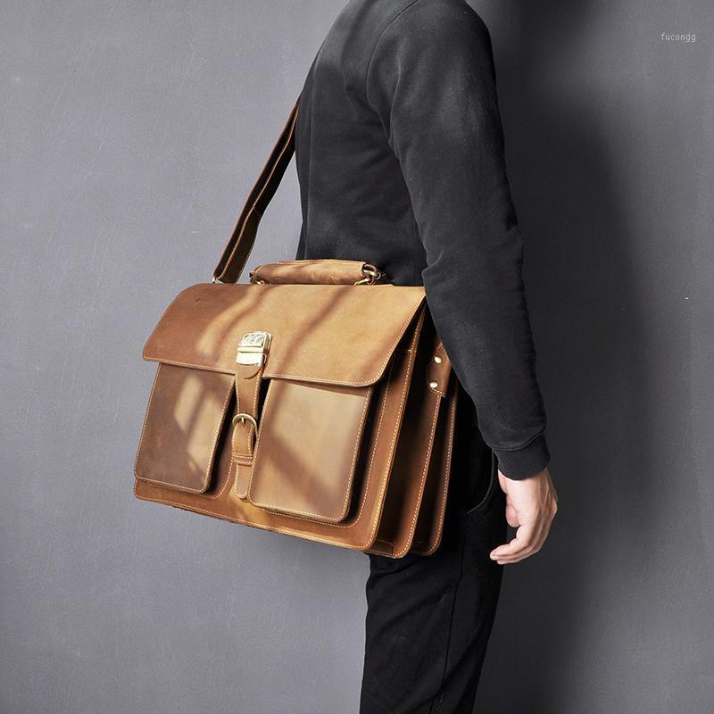 Men Real Leather Antique Style Large Capacity Briefcase Business 15.6" Laptop Cases Attache Messenger Bag Portfolio 10311, Brown
Men Real Leather Antique Style Large Capacity Briefcase Business 15.6" Laptop Cases Attache Messenger Bag Portfolio 10311, Brown