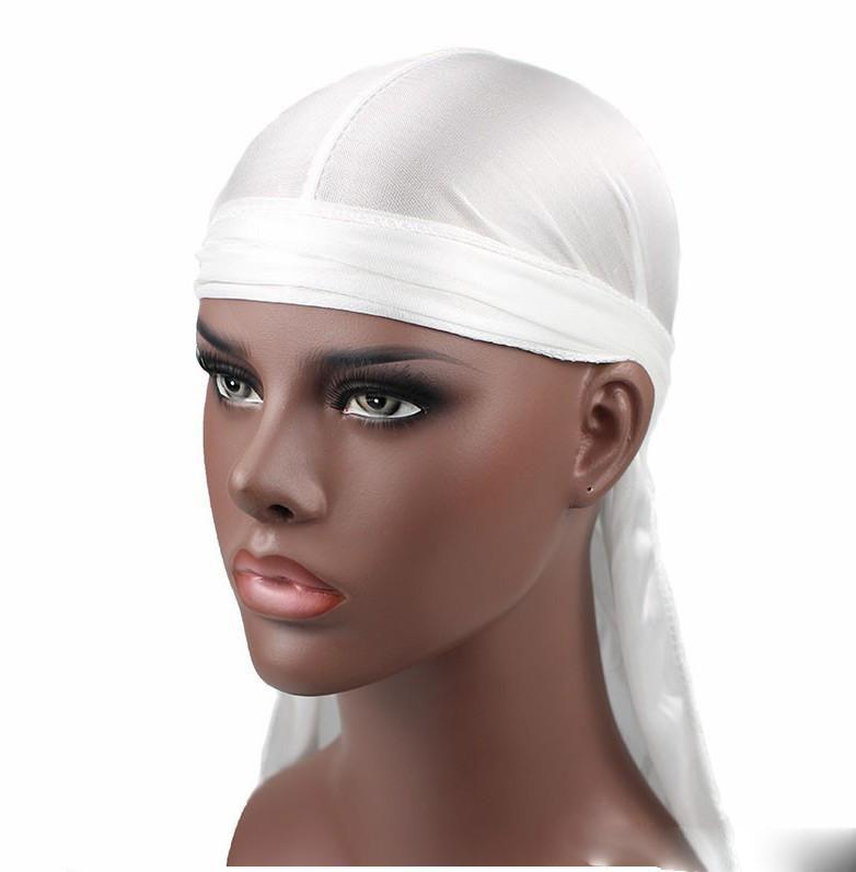Fashion Men Satin Durags Bandanna Turban Wigs Pirate Hat Men Silky Durag Headwear Headband