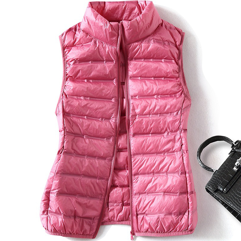 No ultra light seam women' waistcoat short outerwear white duck vest collar down puffy sleeveless jacket, Rose
No ultra light seam women' waistcoat short outerwear white duck vest collar down puffy sleeveless jacket, Rose