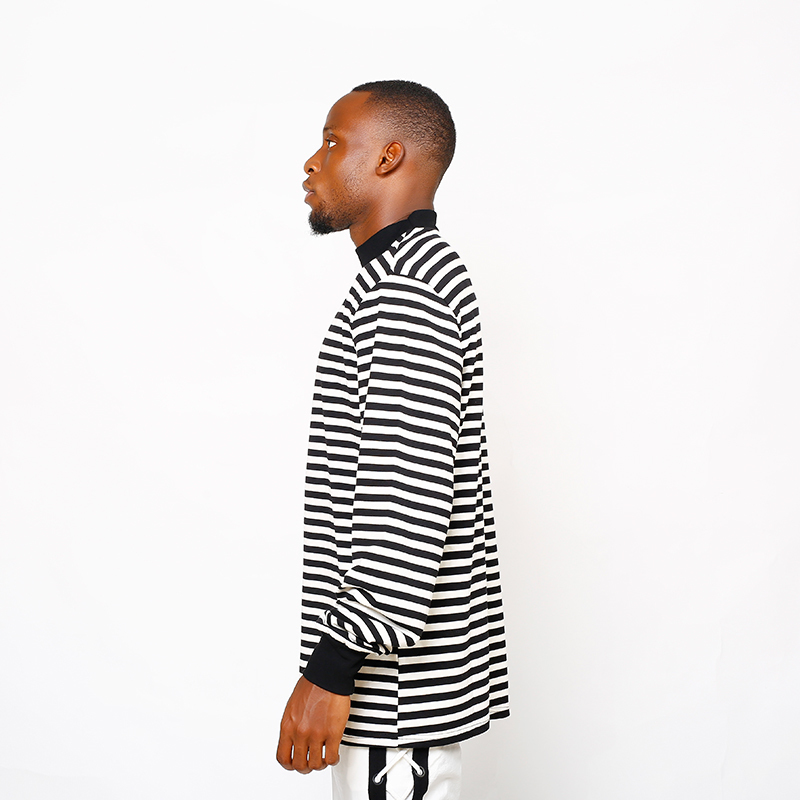 HEYGUYS original men's striped foundation Europe street style T-shirt long sleeve t-shirt men bottom loose head 201203