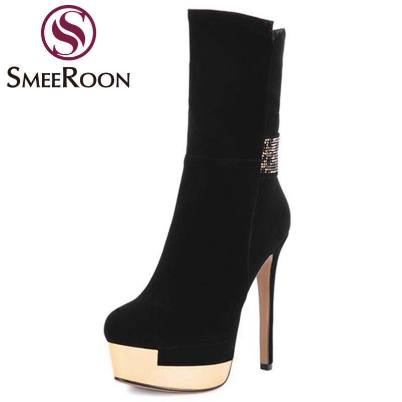 Smeeroon top quality ankle boots round toe thin heels ladies warm winter boots high heels zipper woman shoes platform, Black
Smeeroon top quality ankle boots round toe thin heels ladies warm winter boots high heels zipper woman shoes platform, Black