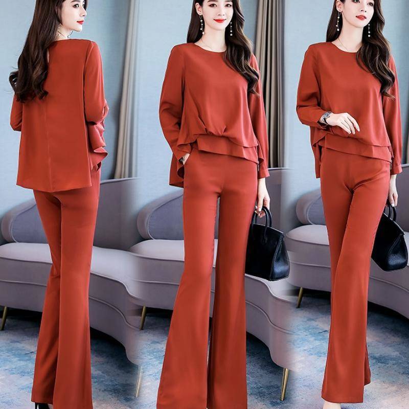 2 Female Chiffon Ensemble 2020 Sumer Elegant Neck-loose Shirt + Long Office Suit Pants Ro4n, Green
2 Female Chiffon Ensemble 2020 Sumer Elegant Neck-loose Shirt + Long Office Suit Pants Ro4n, Green