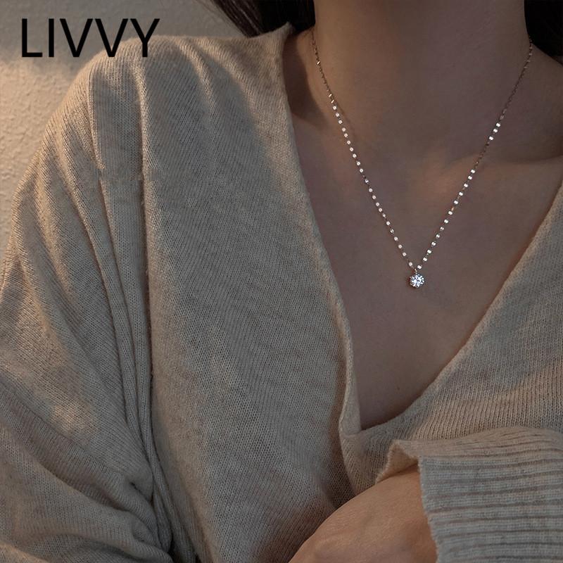Pendant Necklaces LIVVY Trendy Silver Color Jewelry Zircon Necklace Simple For Women Party Gift Decoration
Pendant Necklaces LIVVY Trendy Silver Color Jewelry Zircon Necklace Simple For Women Party Gift Decoration