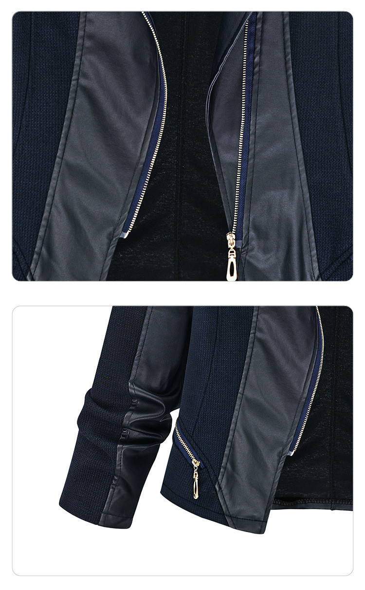 QMGOOD Fashion Female Windbreaker Autumn Large Size Leather Jackets for Women Slim Casual Black Leatherette Spliced PU Coat 201030