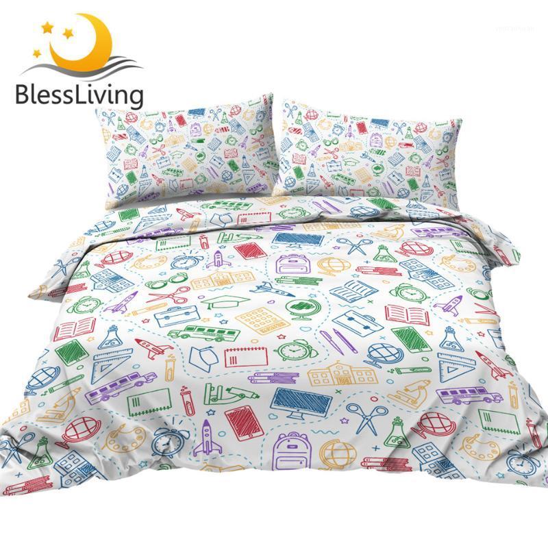 BlessLiving Back to School Duvet Cover Educational Bedding Set Pencil Books Globe Rocket Bedspread Kids Teens Colorful Bed Cover1
BlessLiving Back to School Duvet Cover Educational Bedding Set Pencil Books Globe Rocket Bedspread Kids Teens Colorful Bed Cover1