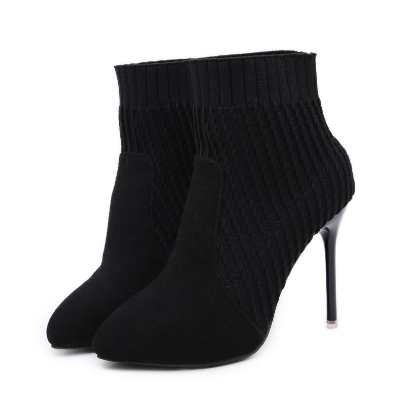 10CM Women's shoes stiletto pointed toe short boots high heel elastic stockings women boots zapatos European and American new, Black
10CM Women's shoes stiletto pointed toe short boots high heel elastic stockings women boots zapatos European and American new, Black