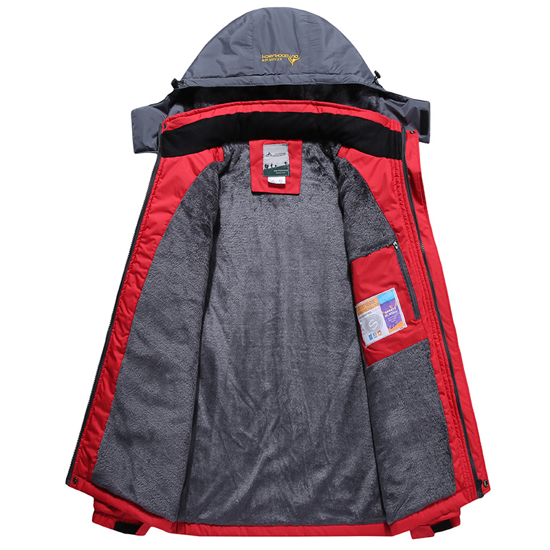 Winter Outdoor Jacket Men Thick Warm Velvet Coat Men's Windproof Hooded Jackets Casual Hiking Mountaineering Outerwear 9XL 201218
