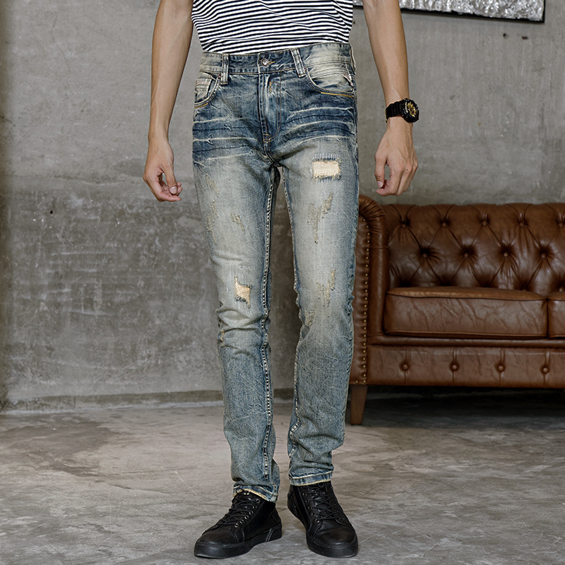 2021 New Italian Style Fashion High Quality Slim Fit Ripped Men Patchwork Vintage Designer Pants Streetwear Hip Hop Jeans 73iu, Retro yellow
2021 New Italian Style Fashion High Quality Slim Fit Ripped Men Patchwork Vintage Designer Pants Streetwear Hip Hop Jeans 73iu, Retro yellow