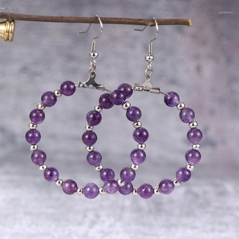 2020 New Fashion Women Natural Stone Beads Earring Hoops 4cm Big Circle Earring Purple Pink Crystal Korean Hook Jewelry1
2020 New Fashion Women Natural Stone Beads Earring Hoops 4cm Big Circle Earring Purple Pink Crystal Korean Hook Jewelry1