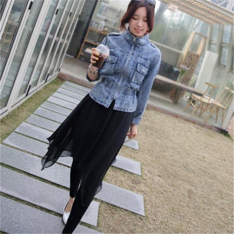 Spring And Summer Women's Korean Irregular Chiffon Skirt Backing False Two Xl Slim Skirt Leggings 201202