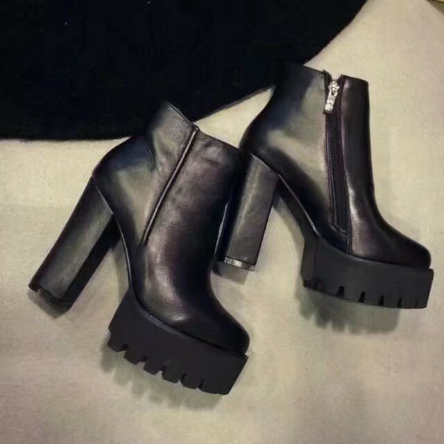 Woman Female Round Toe Martin Boots Thick Heel Platform Women Shoes Ankle Boots, Black
Woman Female Round Toe Martin Boots Thick Heel Platform Women Shoes Ankle Boots, Black