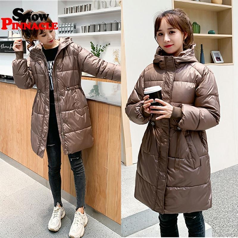 Winter women long Parkas coat Fashion Slim thicken warm padded jackets coat Female solid long hooded outwear snow jacket 200928