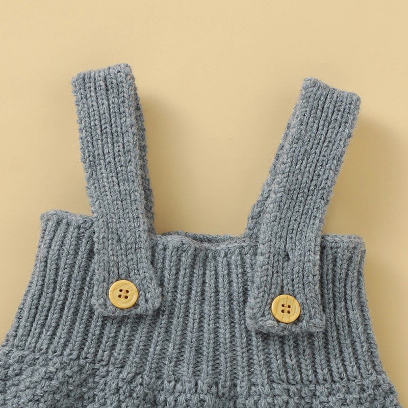 Baby Knitting Rompers Autumn Overalls Newborn Sleeveless Solid Jumpsuit Girls Boys Clothes Baby Winter Romper Elastic Suspenders 201028